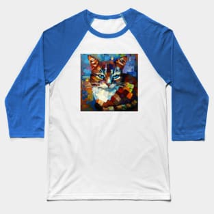 Portrait of a Patchwork Cat Baseball T-Shirt